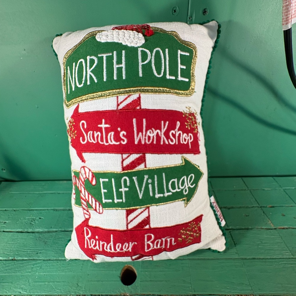 Festive North Pole Holiday Pillow - Picture 1 of 12